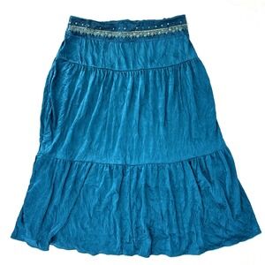 VTG Y2K Amy Byer Skirt Womens Medium Woodland Fairy Metallic Boho Blue Hippie